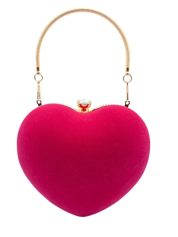 Adore Velvet Heart Bag - Pink