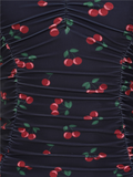 Retro Ruched Halter Swimsuit - Cherries