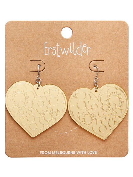 Love Heart Mirror Drop Earrings Gold That Shop