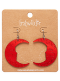 Moon Mirror Drop Earrings - Red