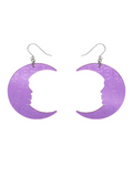 Moon Mirror Drop Earrings - Purple