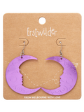 Moon Mirror Drop Earrings - Purple