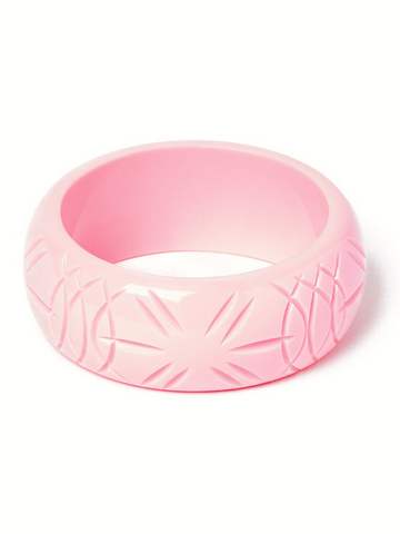 Wide Baby Pink Heavy Carve Bangle