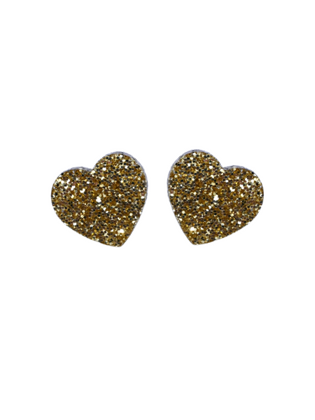 Sweetheart Studs - Gold Glitter