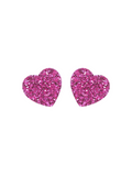 Sweetheart Studs - Pink Glitter