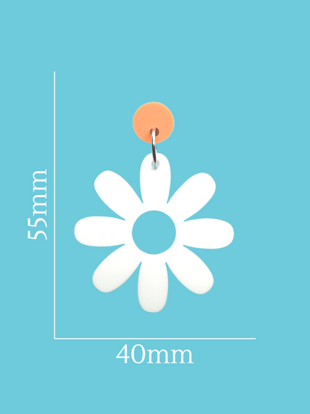 Daisy Drop Earrings - White
