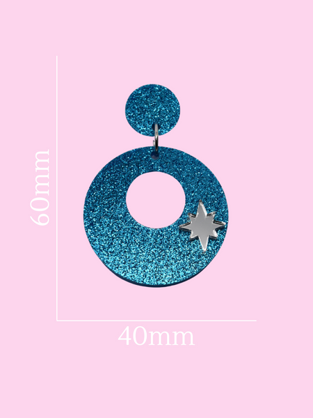 Sparkle Hoop Earrings - Blue Glitter