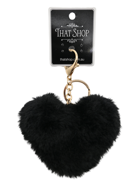 Plush Heart Bag Charm/Keyring - Black