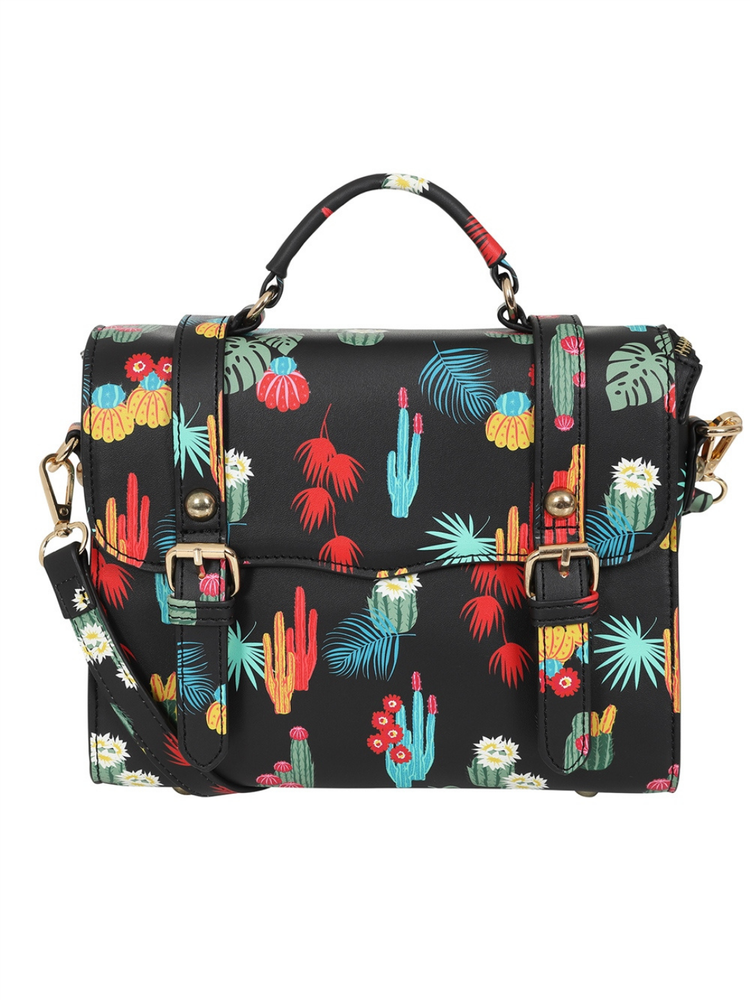Joanna Tropical Cactus Satchel Bag