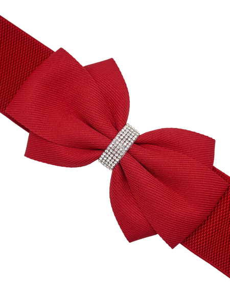 Amaryllis Stretch Bow Belt - Red