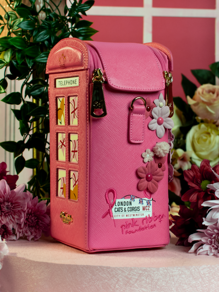 PRF London Cats & Corgis Floral Pink Telephone Box