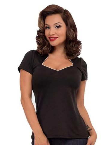 Sophia Top - Black Piped