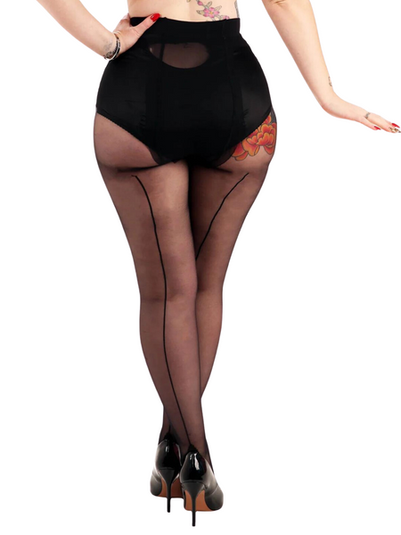 Seamed Tights - Black / Black