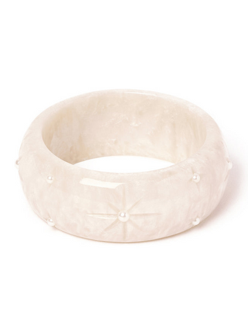 Wide Frosted Pearls Bangle - Duchess