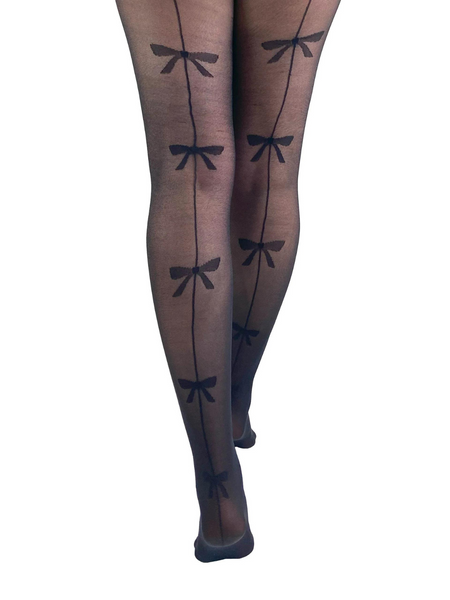 Sheer Bow Back Seamed Tights