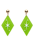 Atomic Diamond Drop Earrings - Green