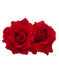 Double Velvet Rose Hair Flower - Red