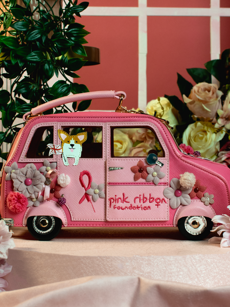 PRF London Cats & Corgis Floral Pink Taxi