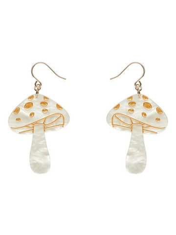 Mushroom Drop Earrings - Cream