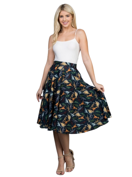 Ash Swing Skirt - Colourful Dinosaurs