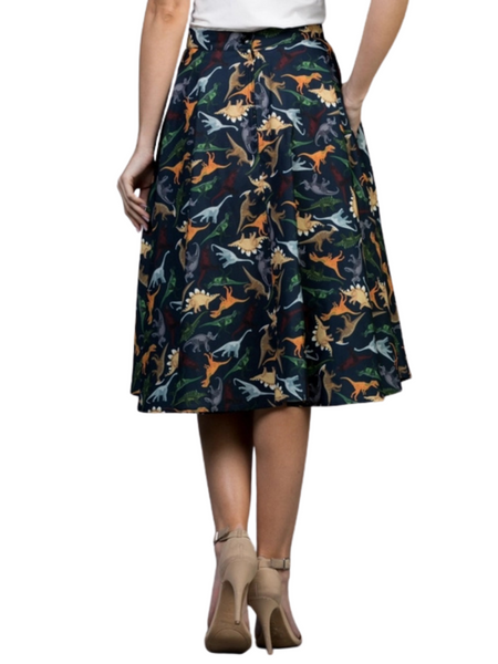 Ash Swing Skirt - Colourful Dinosaurs