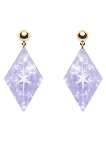 Atomic Diamond Drop Earrings - Lilac