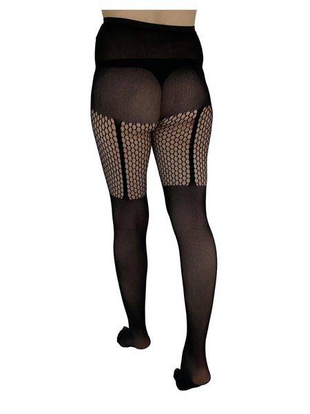 Net Stripe Suspender Tights