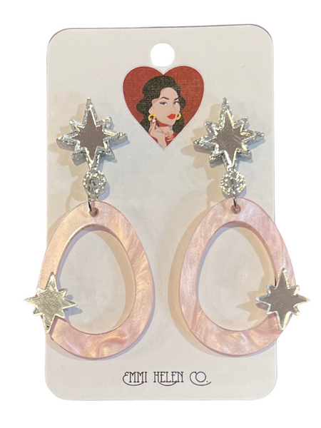 Large Bonbon Star Earrings - Pink