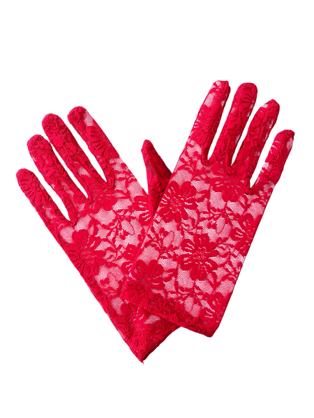 Wrist Lace Gloves - Red