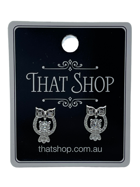 Diamante Owl Earrings