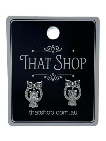 Diamante Owl Earrings