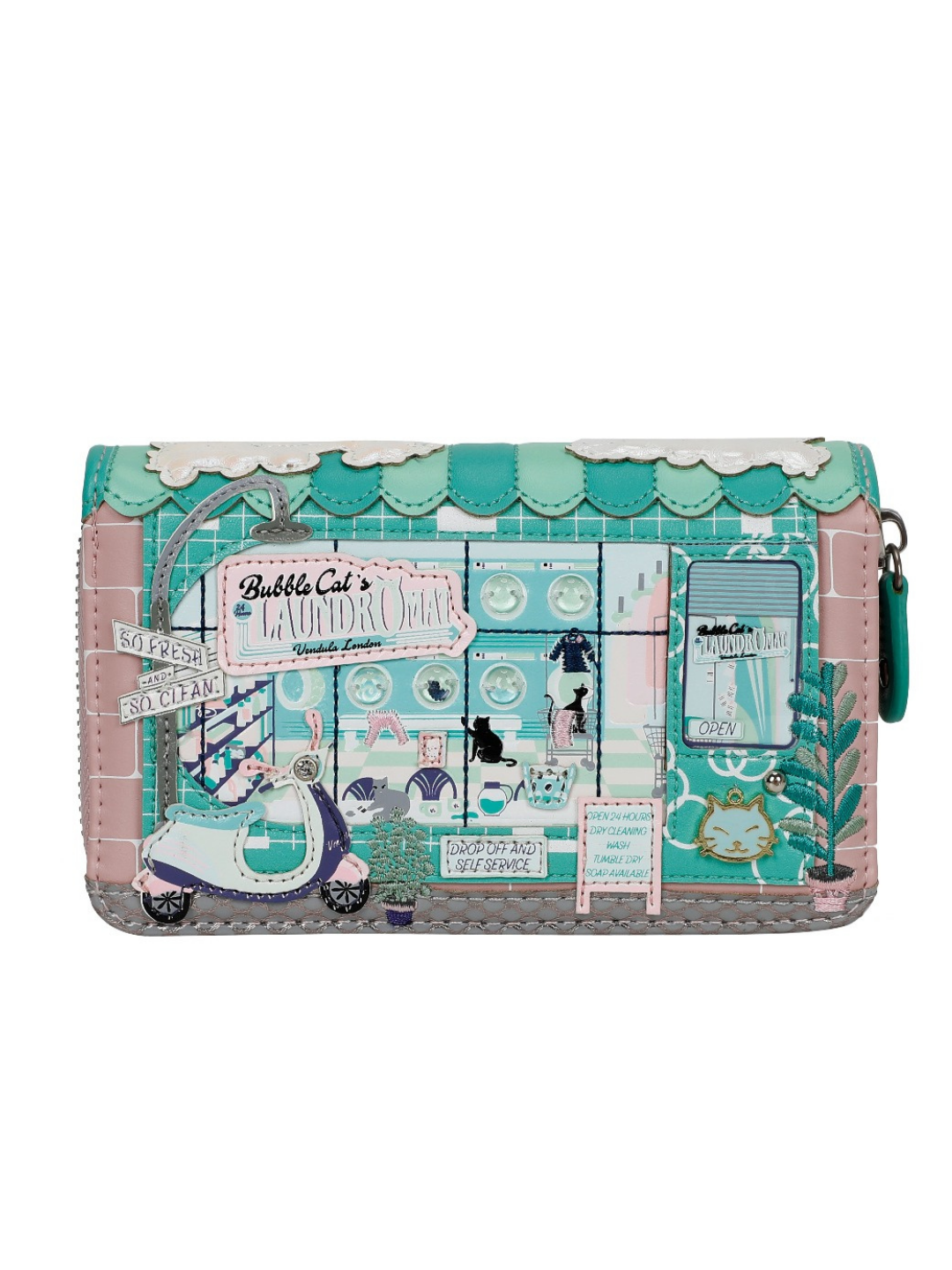 PRE-ORDER Bubble Cats Laundromat Zip Around Wallet