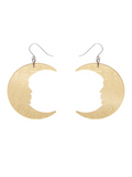Moon Mirror Drop Earrings - Gold
