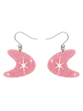 Atomic Boomerang Glitter Drop Earrings - Pink