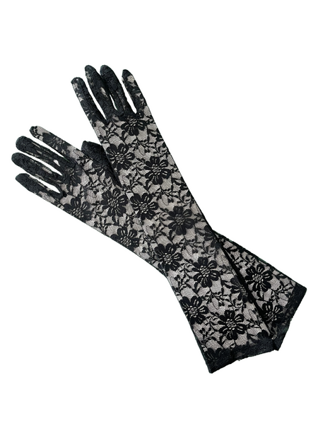 Elbow Lace Gloves - Black
