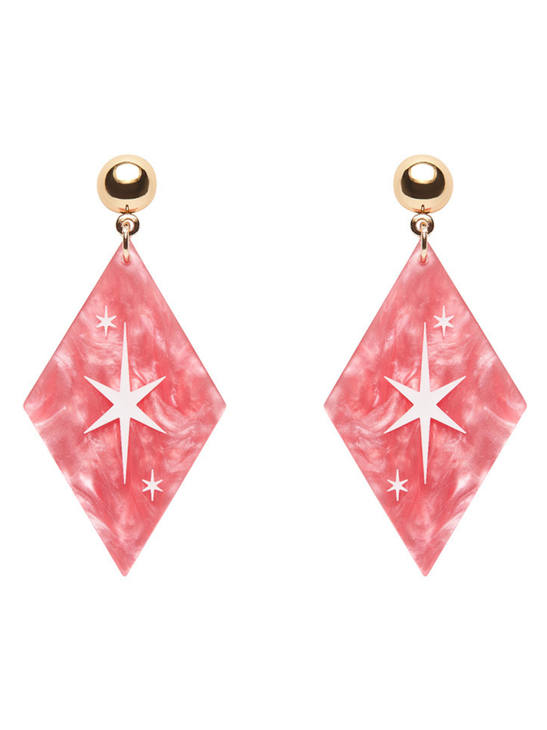 Atomic Diamond Drop Earrings - Pink