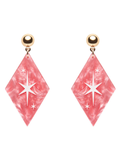 Atomic Diamond Drop Earrings - Pink