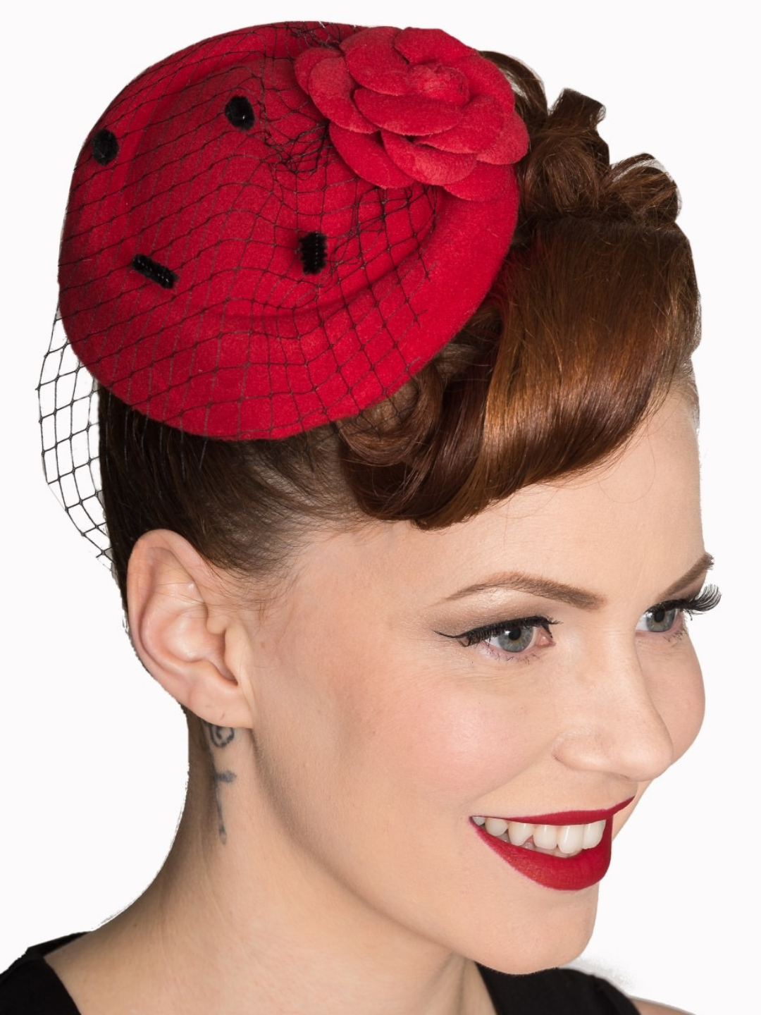 Rosalie Pillbox Hat - Red