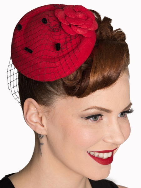 Rosalie Pillbox Hat - Red