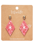 Atomic Diamond Drop Earrings - Pink