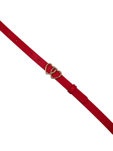 Twin Hearts Buckle Belt - Red