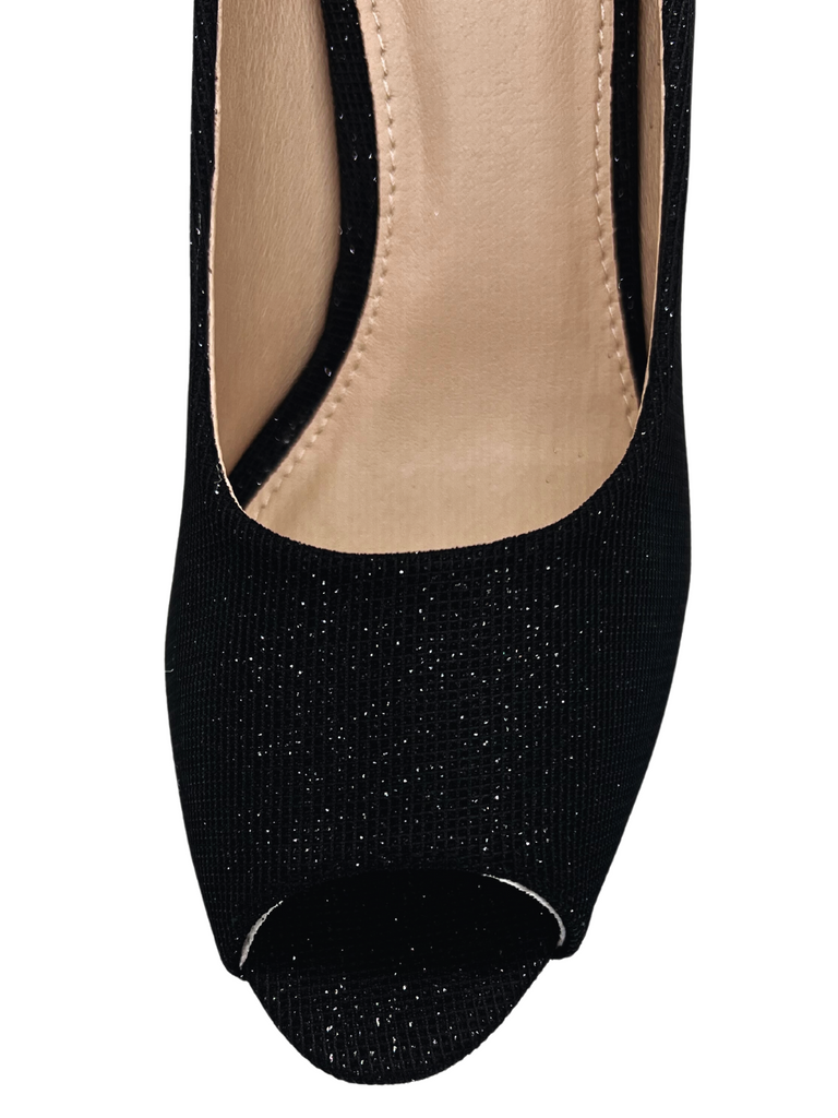 Lady Couture Lauren Black Embellished Peep-toe Heels
