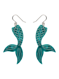 Mermaid Tail Drop Earrings - Aqua