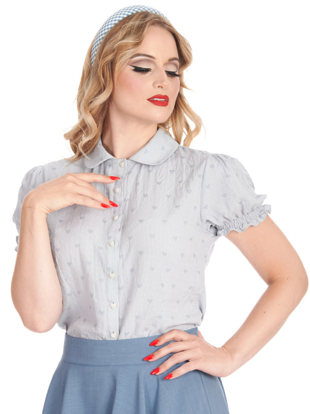 Heart on Her Sleeve Blouse - Blue