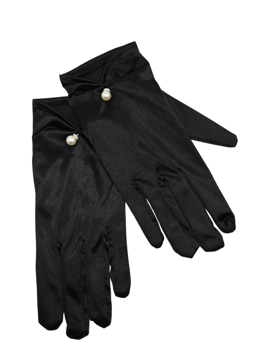 Aizha Satin Gloves - Black