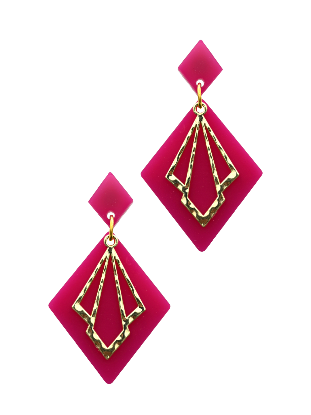 Deco Drop Earrings - Hot Pink