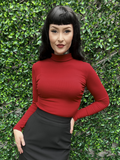 Elly High Neck Top - Deep Red