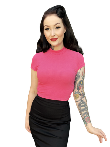 Emmi Cropped Tee - Hot Pink