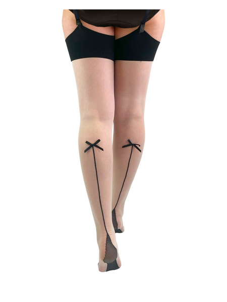 Backseam Bow Stockings - Peach