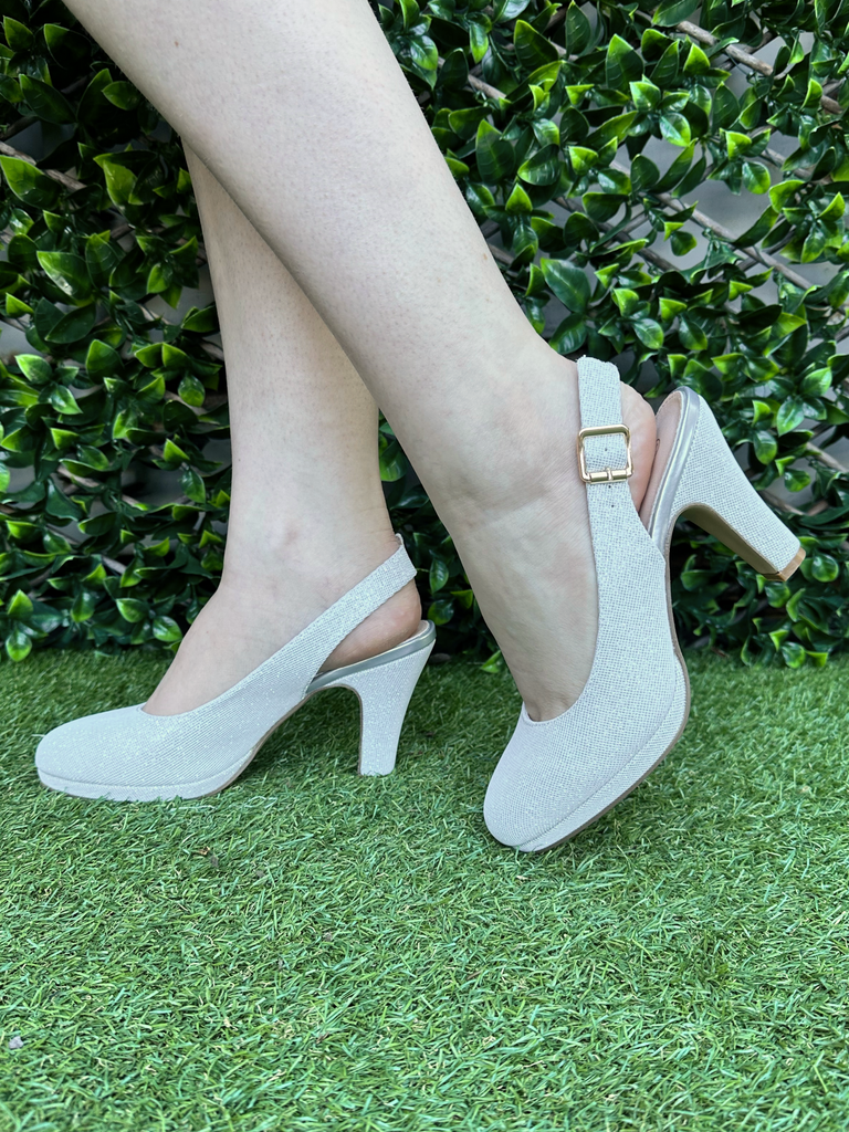 Amore Glitter Slingback Heels Silver That Shop